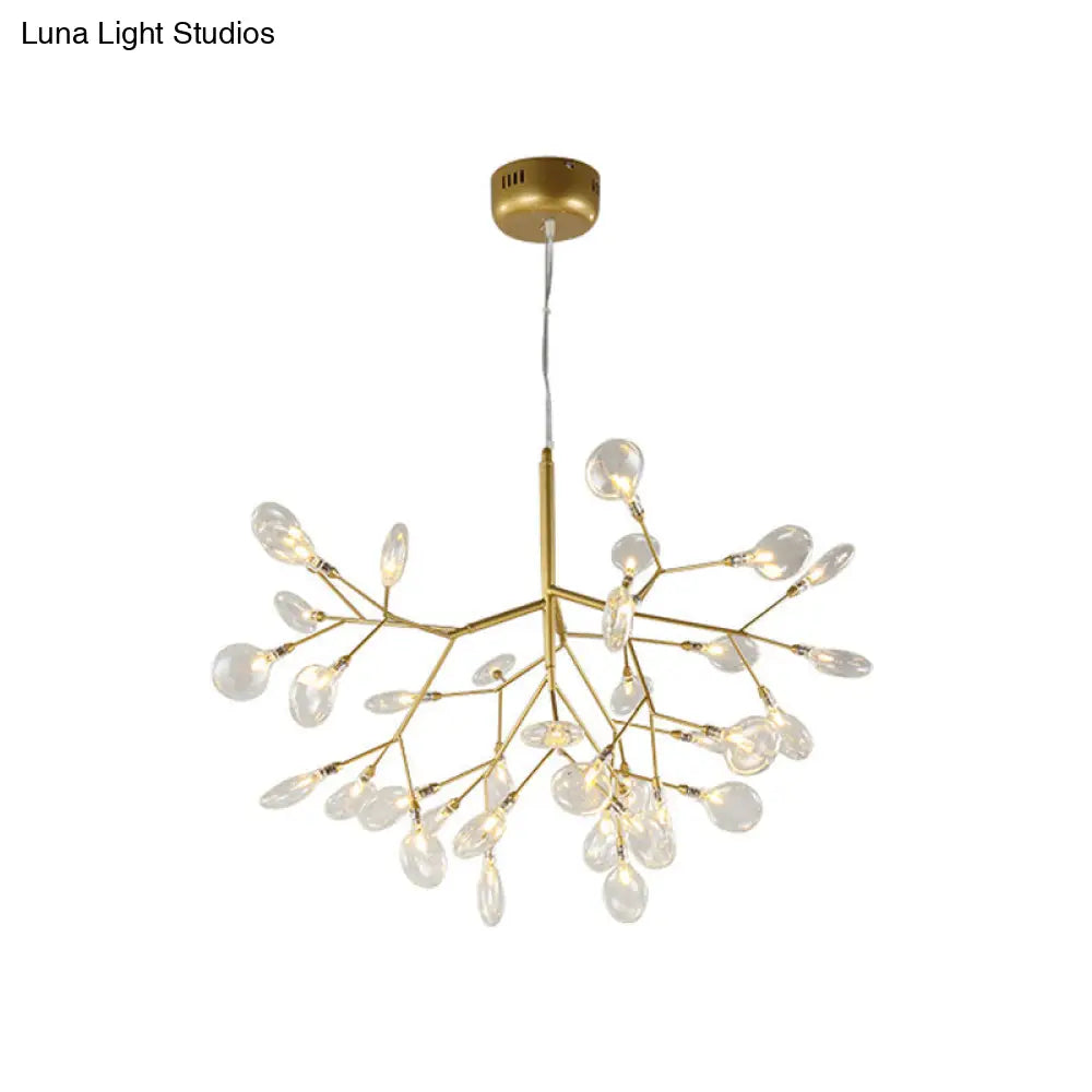 Modern Led Twig Pendant Lamp - Minimalistic Metallic Chandelier For Living Room