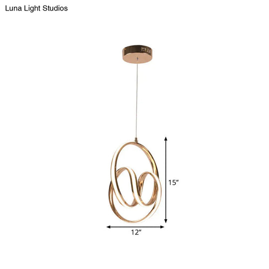 Twining Aluminum Led Pendant Ceiling Light In Simplicity Rose Gold - Warm/White