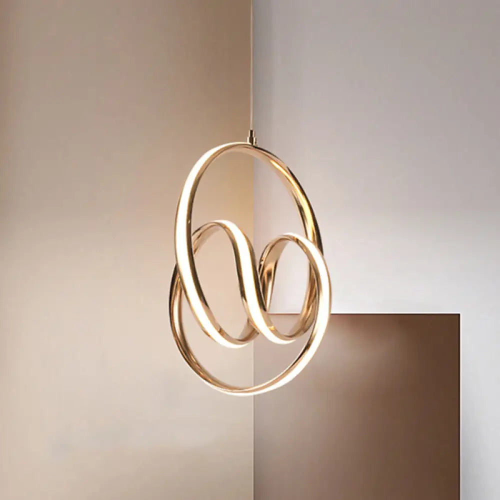 Twining Aluminum Led Pendant Ceiling Light In Simplicity Rose Gold - Warm/White / Warm