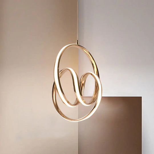 Twining Aluminum Led Pendant Ceiling Light In Simplicity Rose Gold - Warm/White / Warm