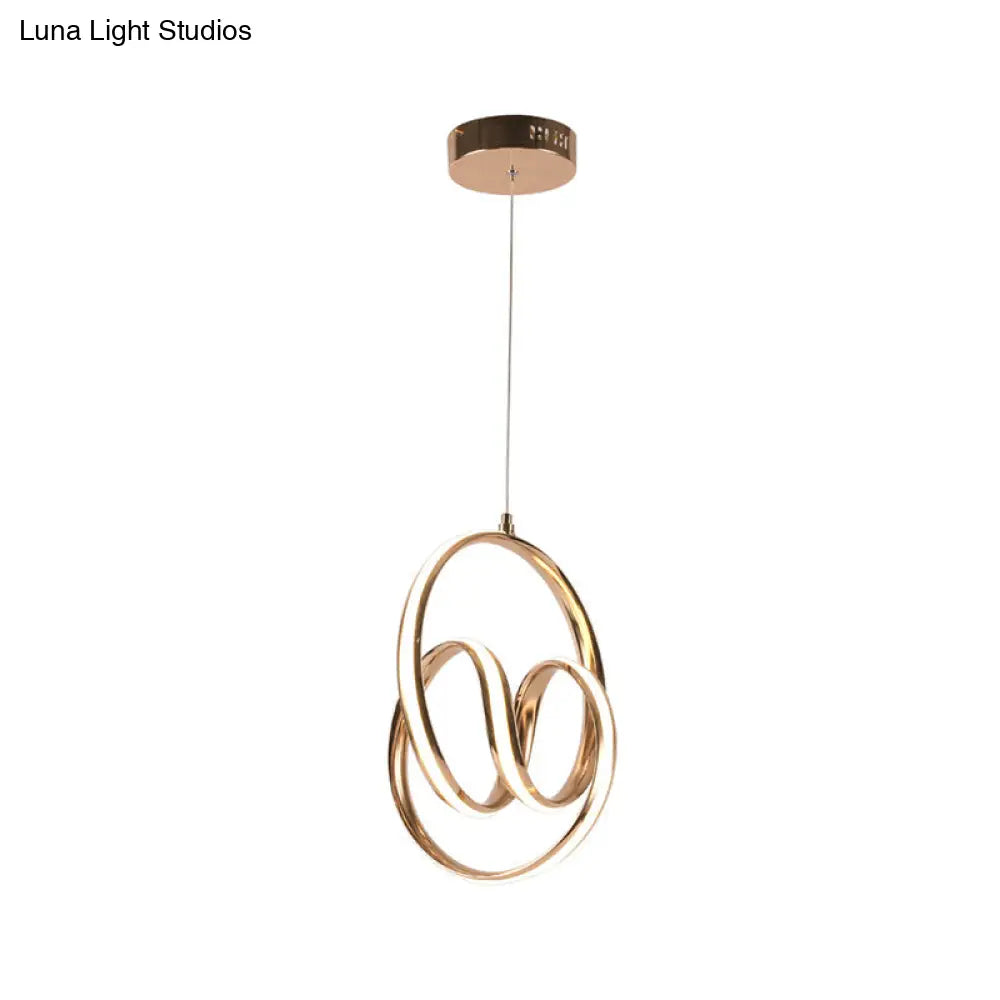 Twining Aluminum Led Pendant Ceiling Light In Simplicity Rose Gold - Warm/White
