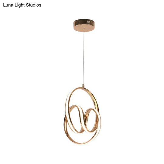 Twining Aluminum Led Pendant Ceiling Light In Simplicity Rose Gold - Warm/White