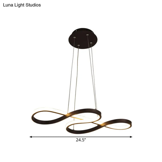 Twining Chandelier Lamp: Modern Black/White/Gold Led Pendant Light In Warm/White Glow