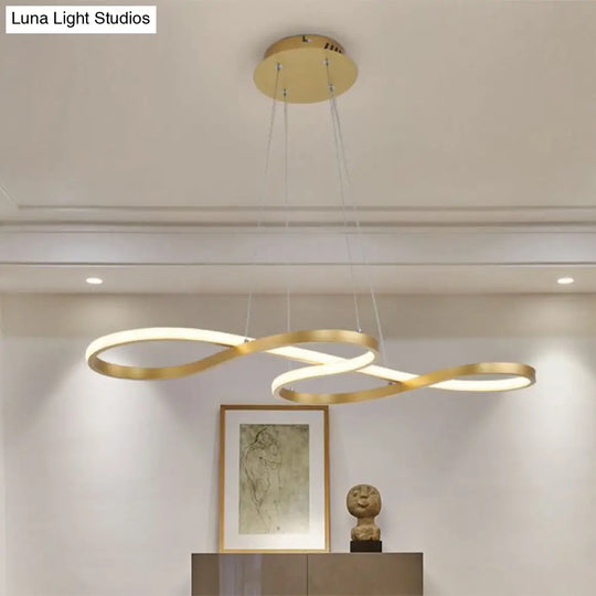 Twining Chandelier Lamp: Modern Black/White/Gold Led Pendant Light In Warm/White Glow