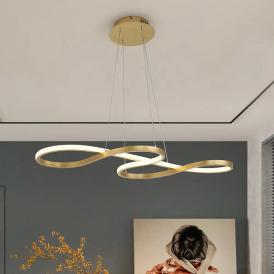 Twining Chandelier Lamp: Modern Black/White/Gold Led Pendant Light In Warm/White Glow Gold / White