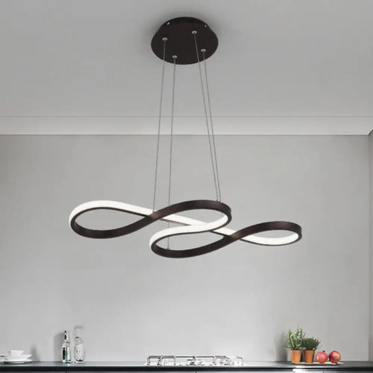 Twining Chandelier Lamp: Modern Black/White/Gold Led Pendant Light In Warm/White Glow Black / White