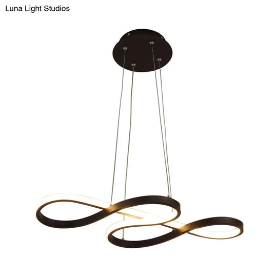 Black/White/Gold Metallic Chandelier Lamp With Led Pendant Lighting In Warm/White Light