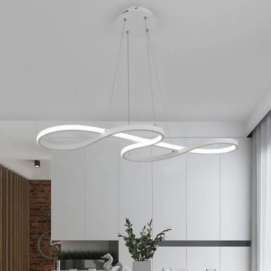 Twining Chandelier Lamp: Modern Black/White/Gold Led Pendant Light In Warm/White Glow White / Warm