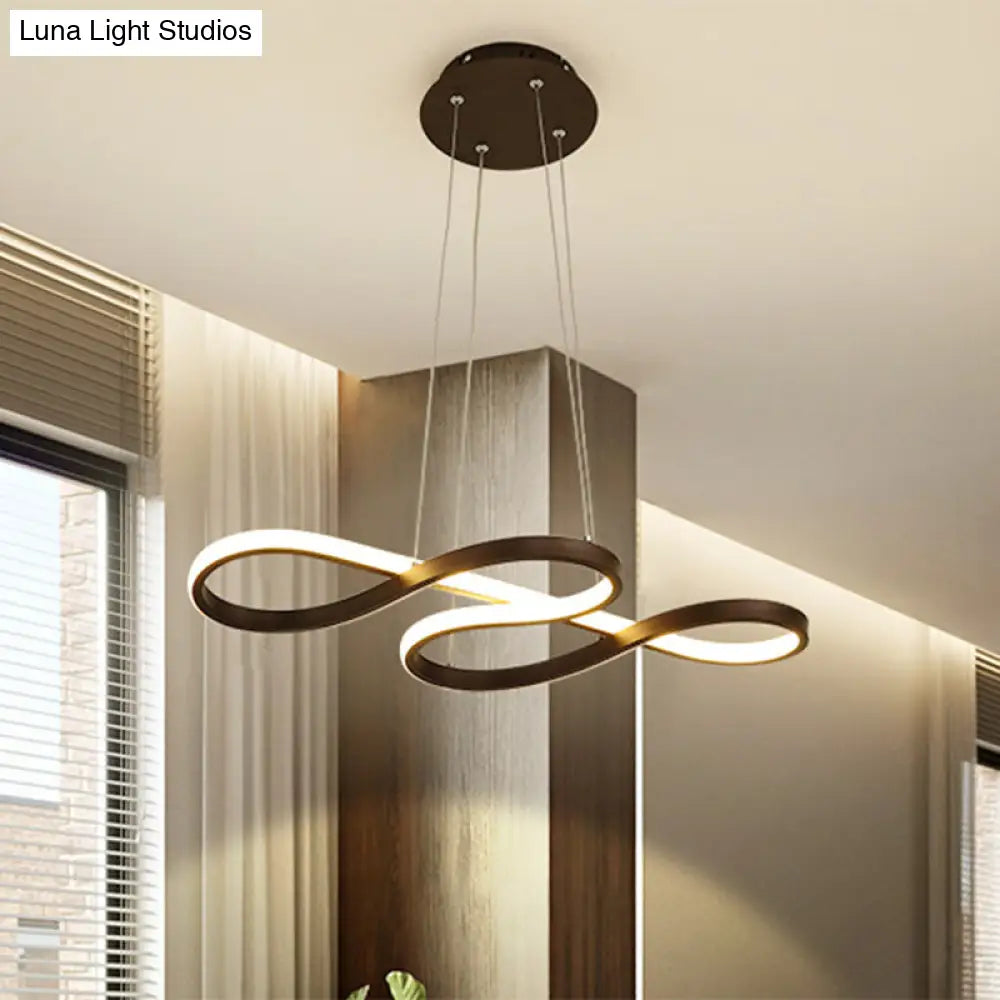 Black/White/Gold Metallic Chandelier Lamp With Led Pendant Lighting In Warm/White Light