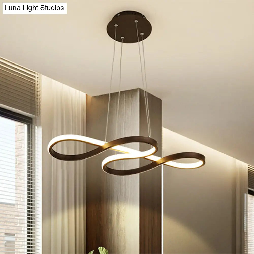 Twining Chandelier Lamp: Modern Black/White/Gold Led Pendant Light In Warm/White Glow