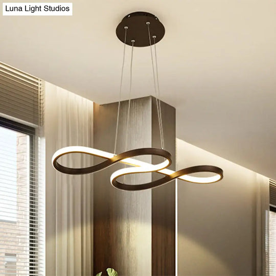 Twining Chandelier Lamp: Modern Black/White/Gold Led Pendant Light In Warm/White Glow