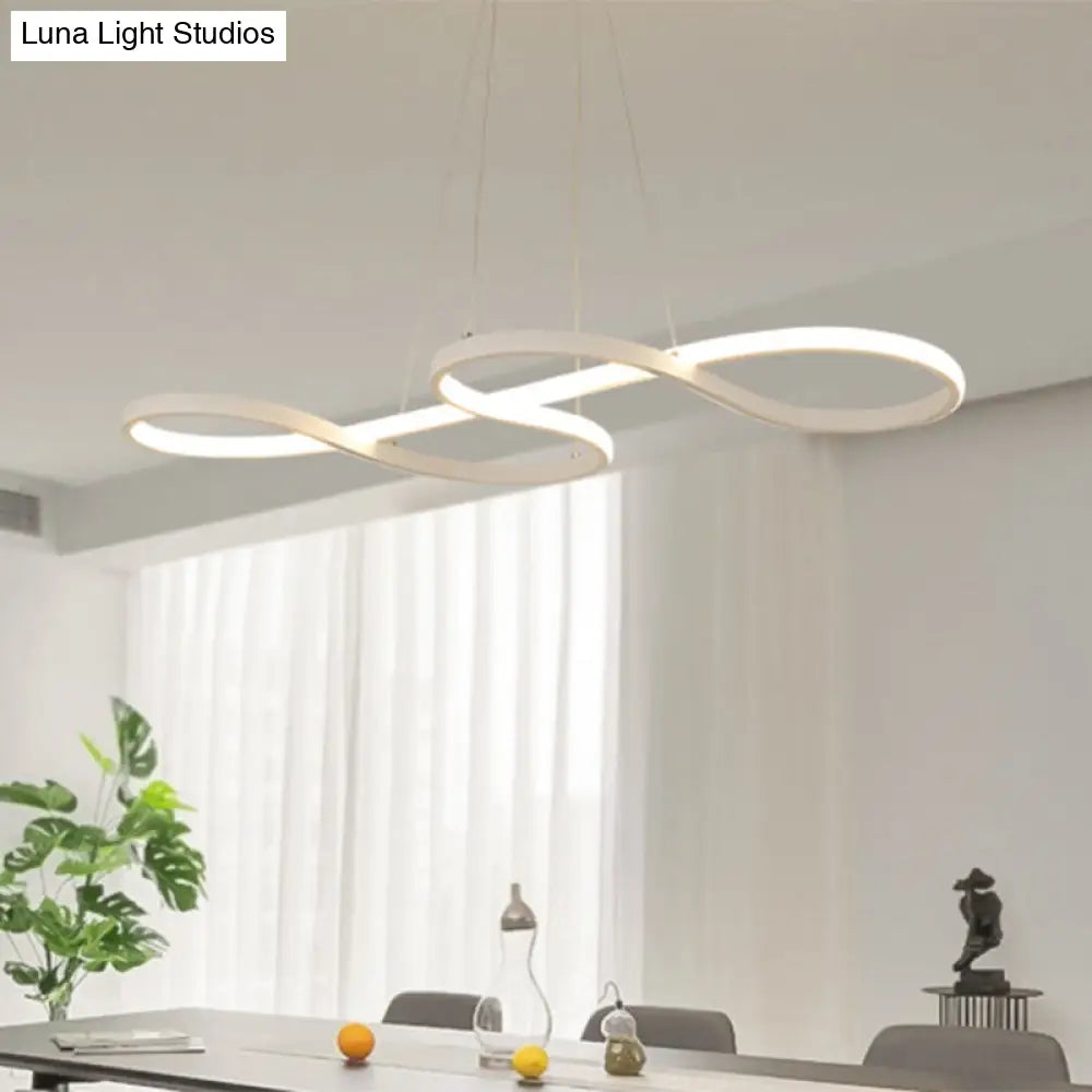 Twining Chandelier Lamp: Modern Black/White/Gold Led Pendant Light In Warm/White Glow