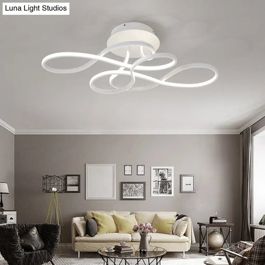 Twirling Acrylic Led Ceiling Light: Minimalist Living Room Flush Mount