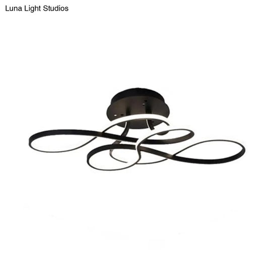 Twirling Acrylic Led Ceiling Light: Minimalist Living Room Flush Mount