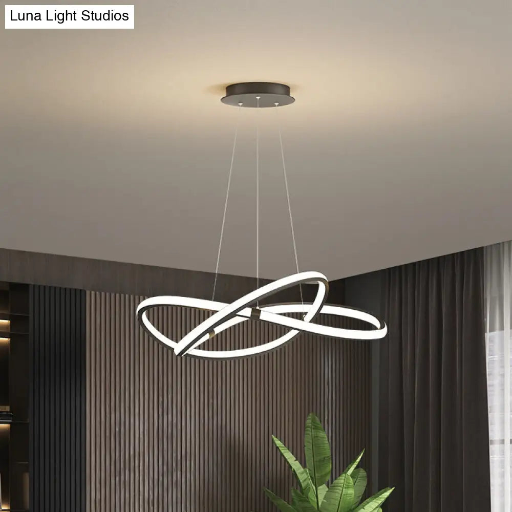 Modern Twist Chandelier Pendant Light For Living Room - Sleek Metal Design