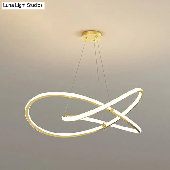 Modern Twist Chandelier Pendant Light For Living Room - Sleek Metal Design Gold / 39.5 White