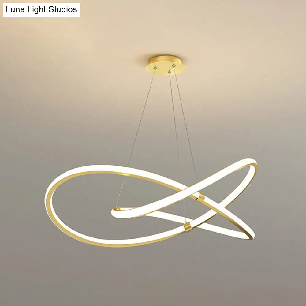 Modern Twist Chandelier Pendant Light For Living Room - Sleek Metal Design Gold / 39.5 Remote