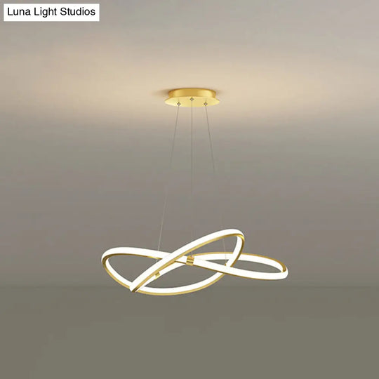 Modern Twist Chandelier Pendant Light For Living Room - Sleek Metal Design Gold / 23.5 White