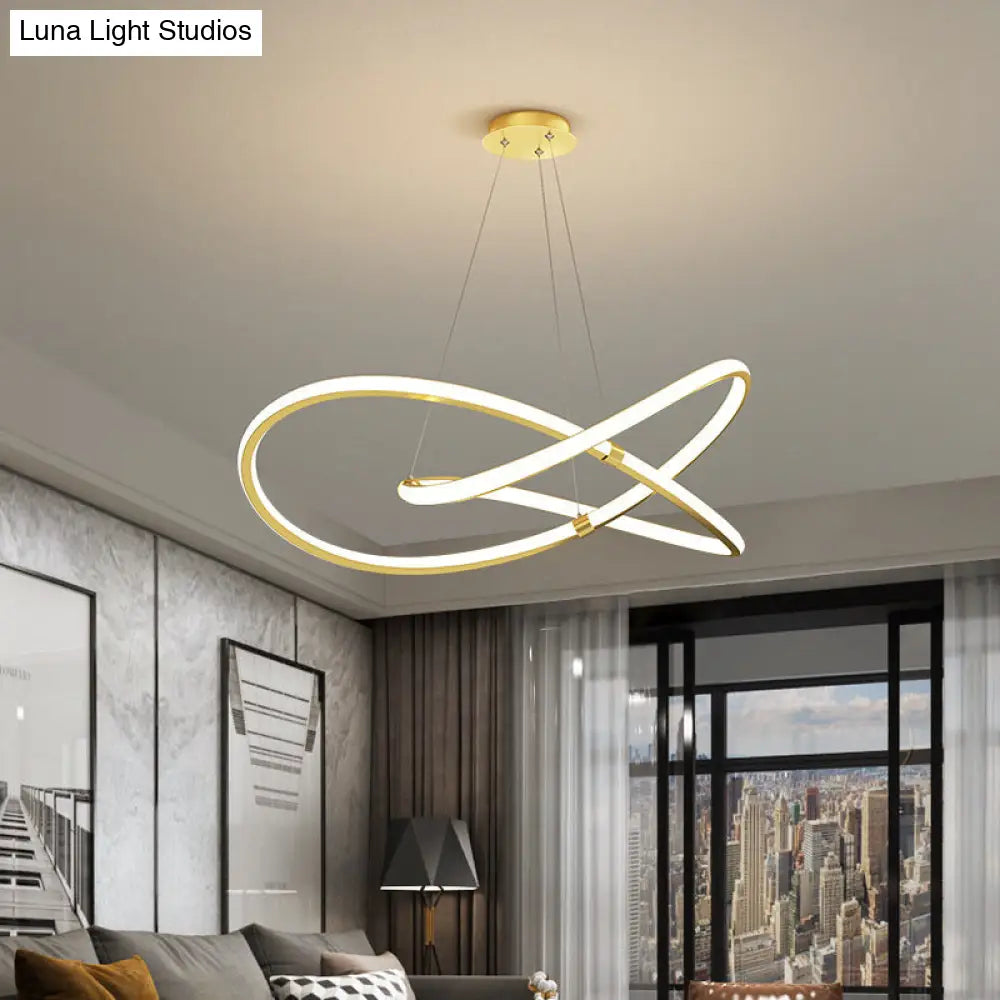 Modern Twist Chandelier Pendant Light For Living Room - Sleek Metal Design