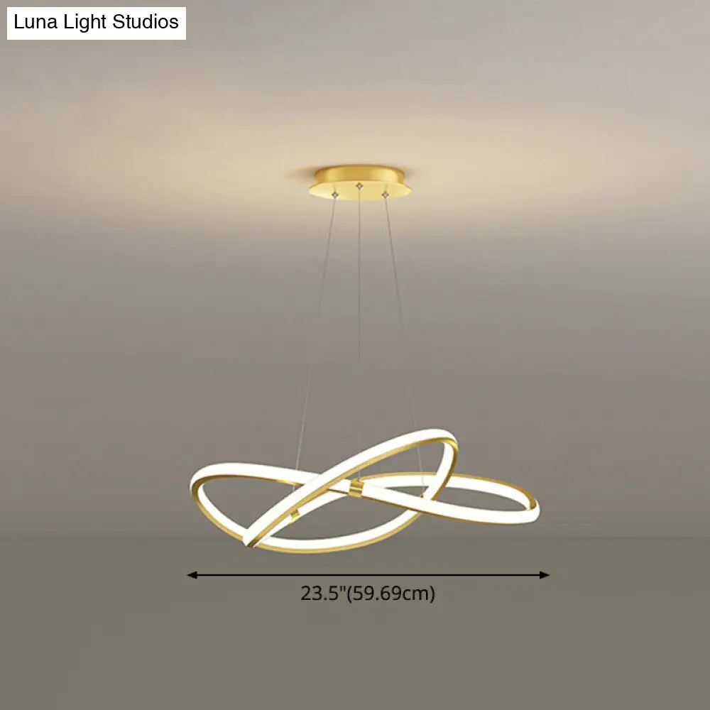 Modern Twist Chandelier Pendant Light For Living Room - Sleek Metal Design