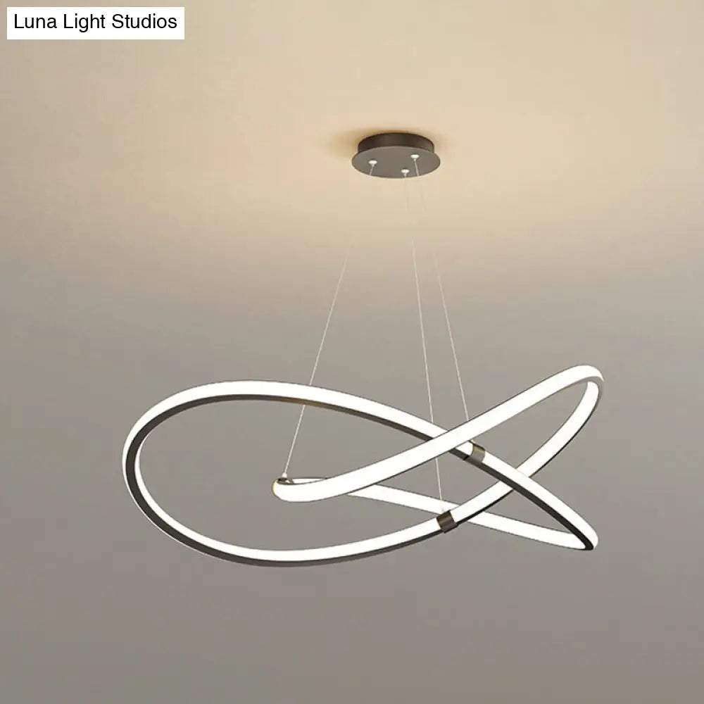Modern Twist Chandelier Pendant Light For Living Room - Sleek Metal Design Black / 39.5 White