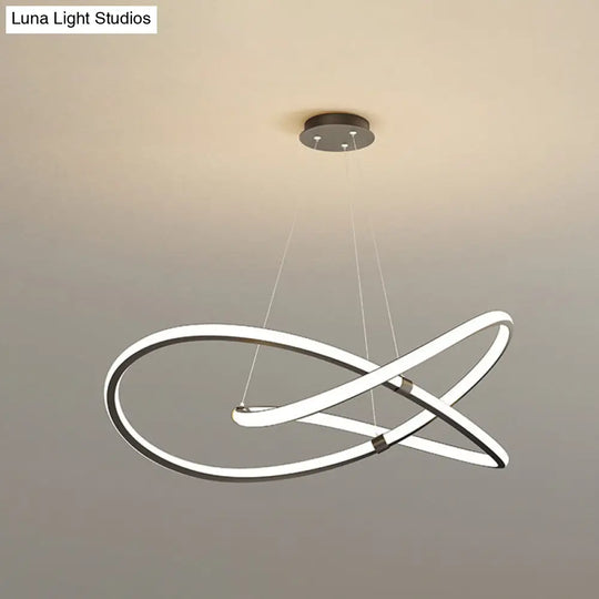 Modern Twist Chandelier Pendant Light For Living Room - Sleek Metal Design Black / 31.5 Remote