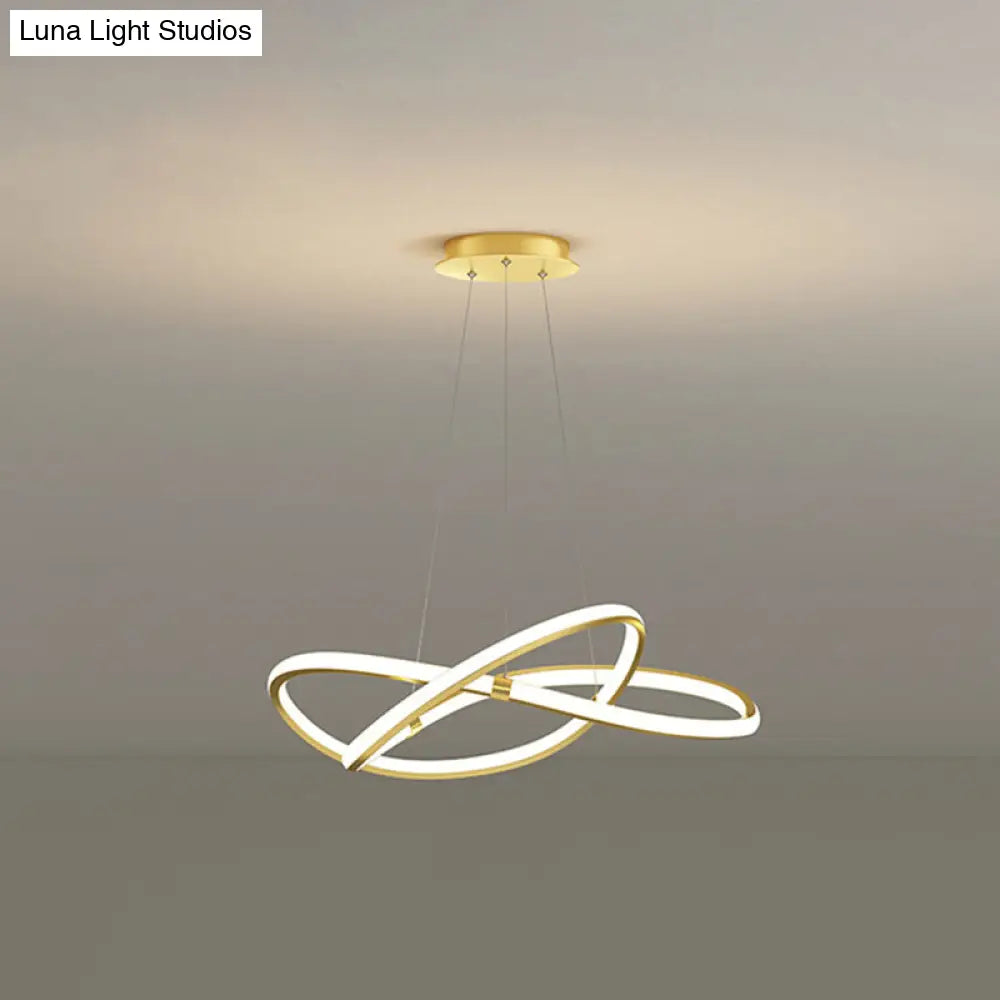 Modern Twist Chandelier Pendant Light For Living Room - Sleek Metal Design Gold / 23.5 Remote
