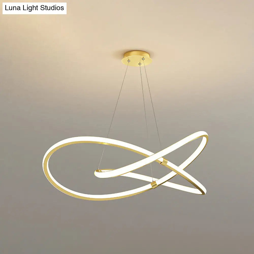 Modern Twist Chandelier Pendant Light For Living Room - Sleek Metal Design Gold / 31.5 White