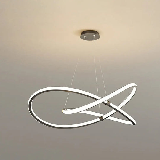 Twist Chandelier Metal Pendant Light For Living Room - Ultra-Modern Design Black / 31.5’ Remote