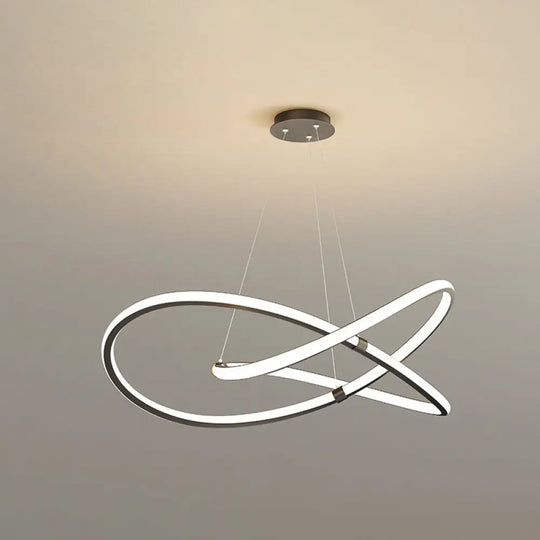 Twist Chandelier Metal Pendant Light For Living Room - Ultra-Modern Design Black / 31.5’ White