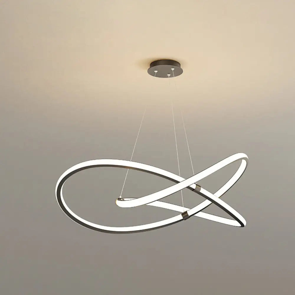 Twist Chandelier Metal Pendant Light For Living Room - Ultra-Modern Design Black / 39.5’ Remote
