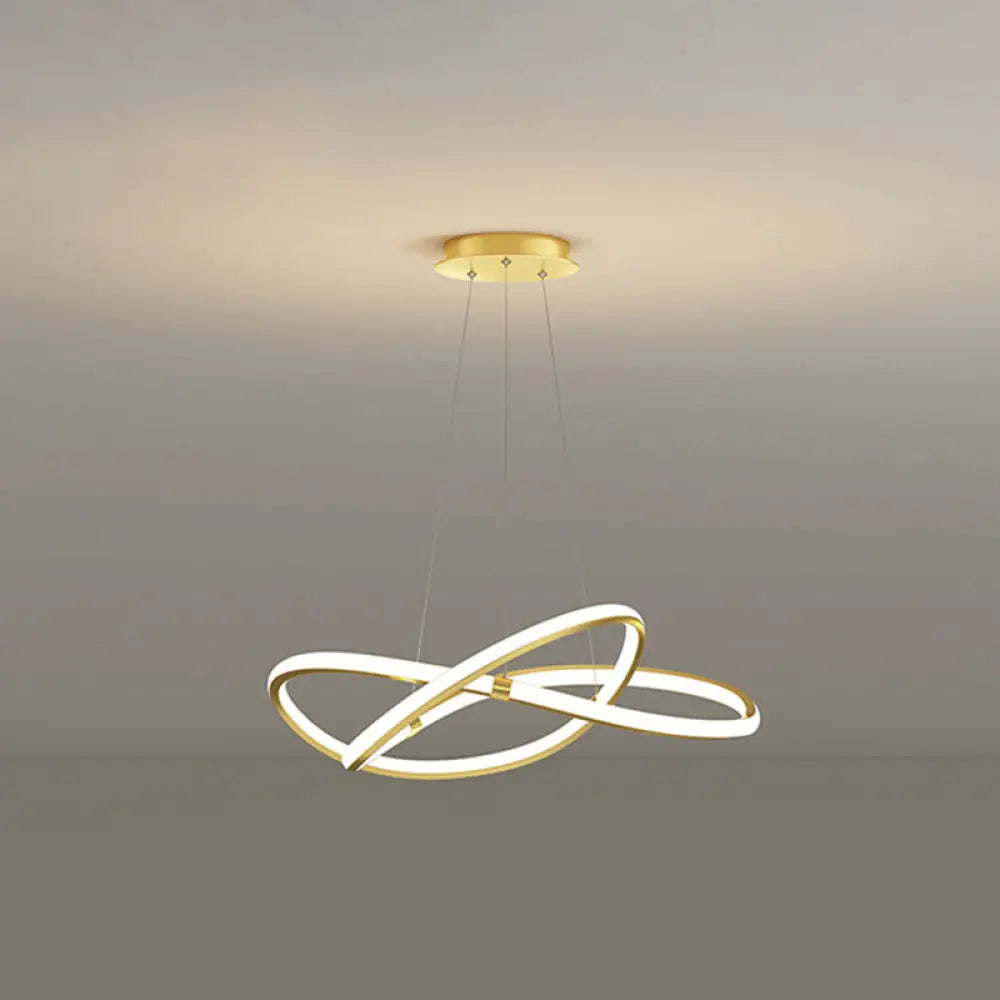 Twist Chandelier Metal Pendant Light For Living Room - Ultra-Modern Design Gold / 23.5’ Remote