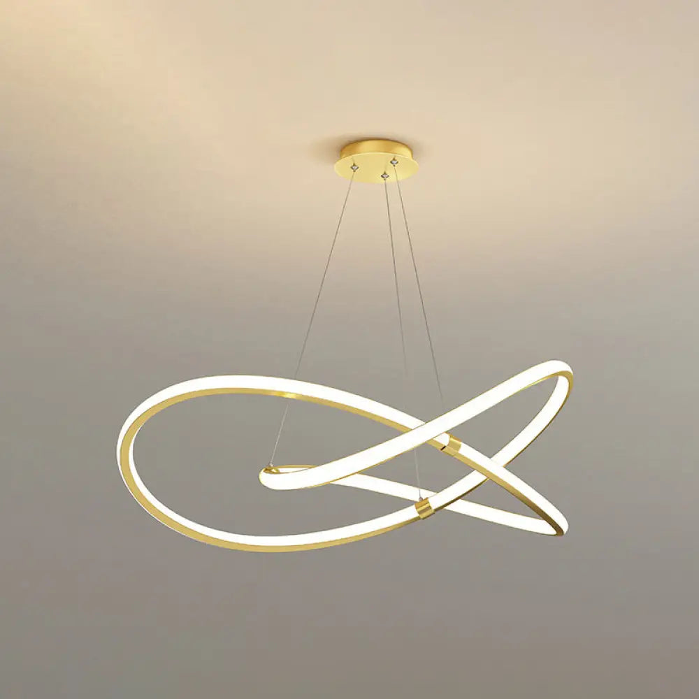 Twist Chandelier Metal Pendant Light For Living Room - Ultra-Modern Design Gold / 31.5’ Remote