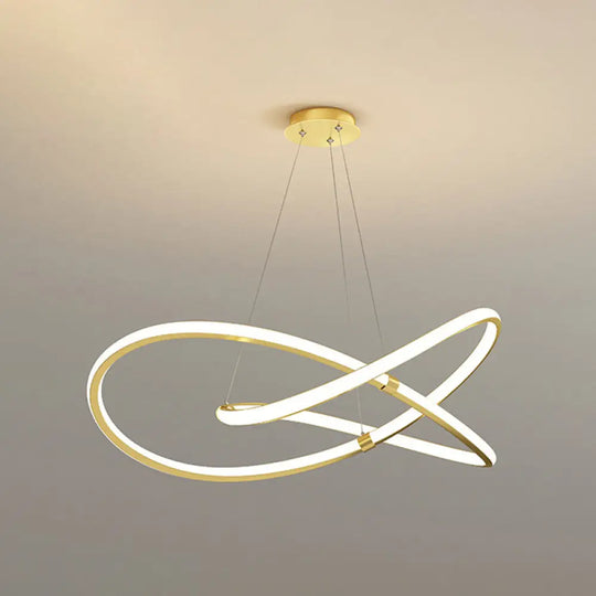 Twist Chandelier Metal Pendant Light For Living Room - Ultra-Modern Design Gold / 39.5’ Remote