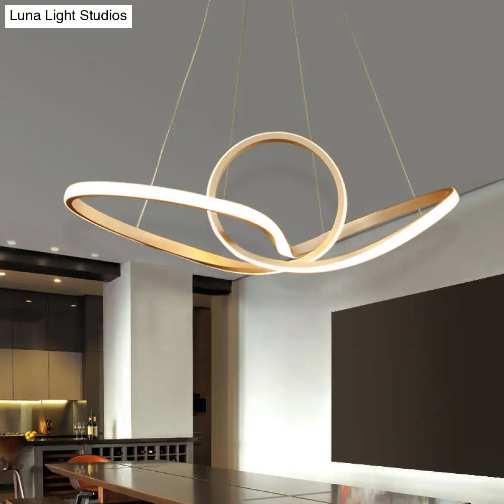 Twist Led Nordic Style Gold Chandelier For Living Room - Acrylic Suspension Light