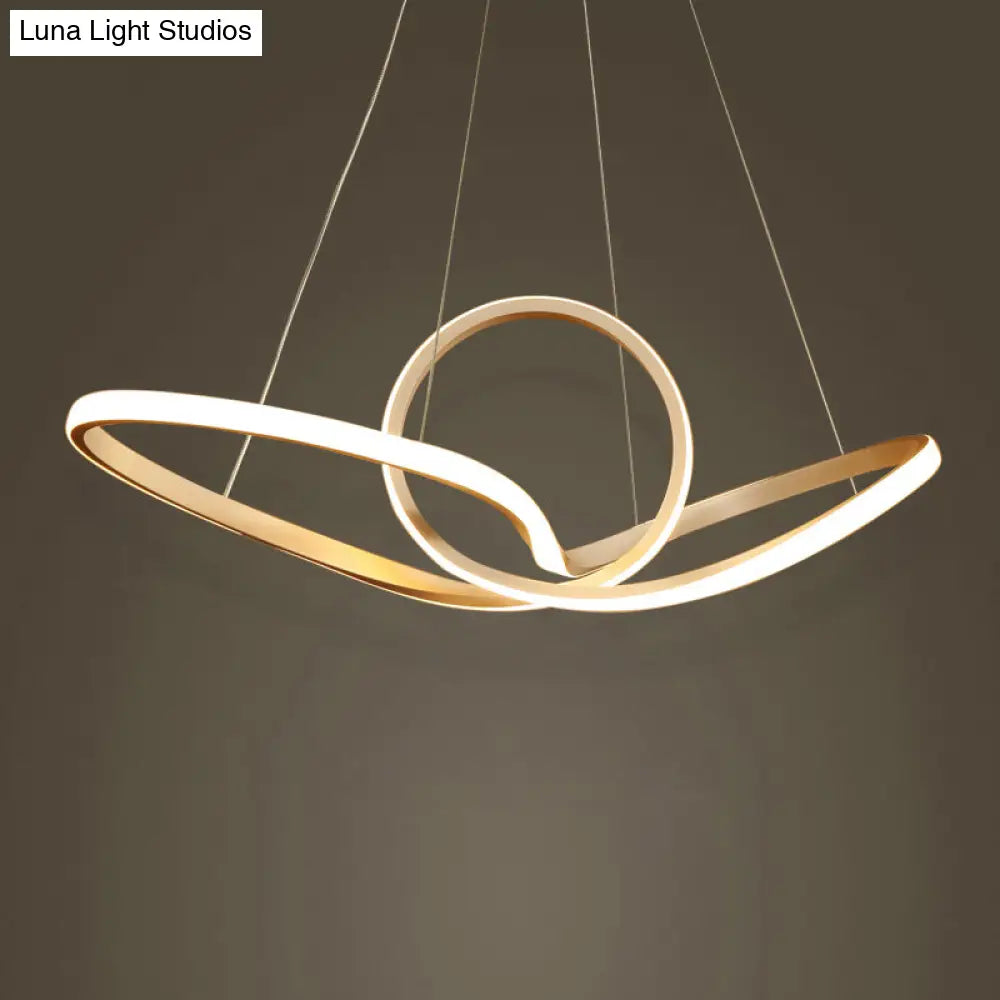 Twist Led Nordic Style Gold Chandelier For Living Room - Acrylic Suspension Light