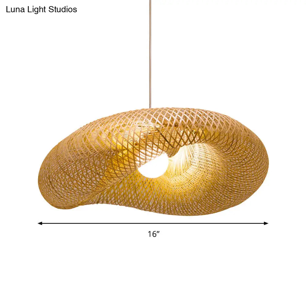 Twist Pendant Lighting - Bamboo 1-Light Hanging Lamp In Beige Multiple Sizes