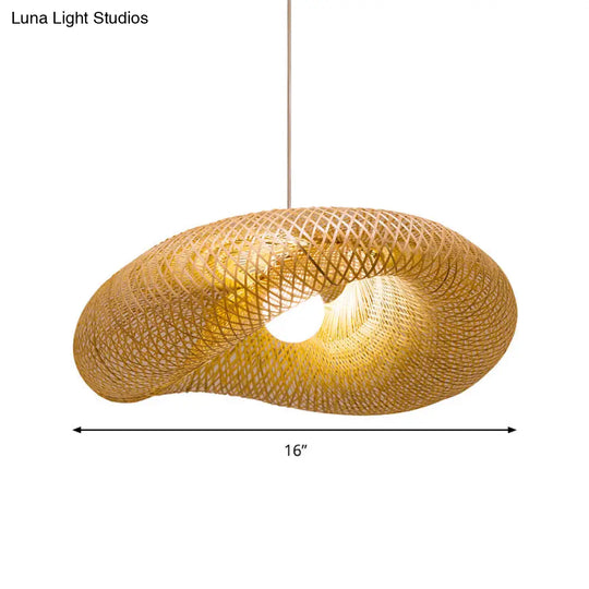 Twist Pendant Lighting - Bamboo 1-Light Hanging Lamp In Beige Multiple Sizes