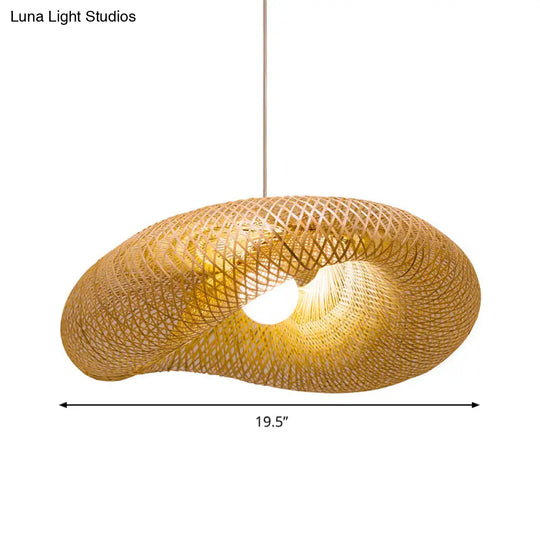 Twist Pendant Lighting - Bamboo 1-Light Hanging Lamp In Beige Multiple Sizes