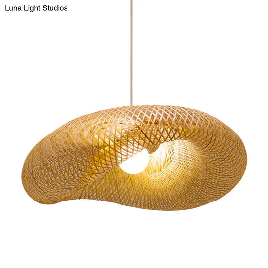 Twist Pendant Lighting - Bamboo 1-Light Hanging Lamp In Beige Multiple Sizes