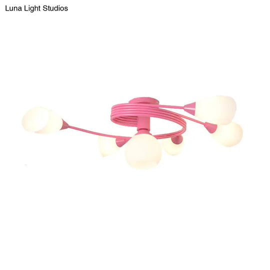 Twisted Arm Metallic Ceiling Lamp For Kids Bedroom And Kindergarten - Modern Semi Flush Light