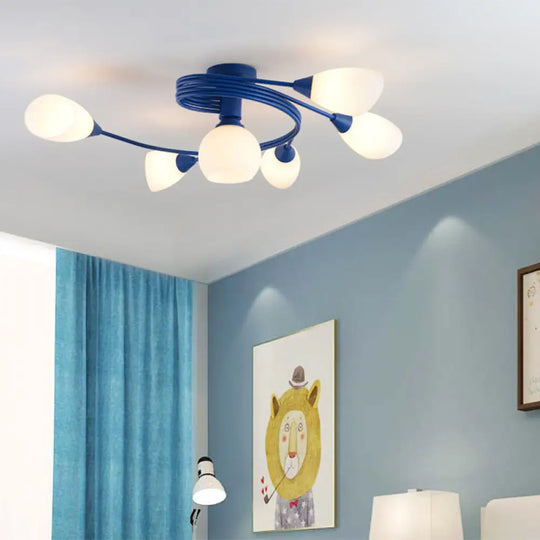 Twisted Arm Metallic Ceiling Lamp For Kids’ Bedroom And Kindergarten - Modern Semi Flush Light 6