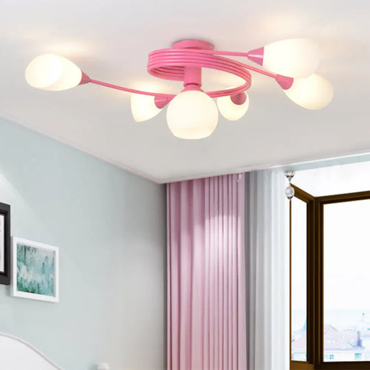 Twisted Arm Metallic Ceiling Lamp For Kids’ Bedroom And Kindergarten - Modern Semi Flush Light 6