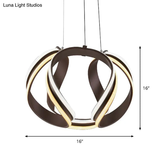 Twisted Ceiling Lamp: White/Brown Simplicity Single Light Acrylic Chandelier In Warm/White/Natural