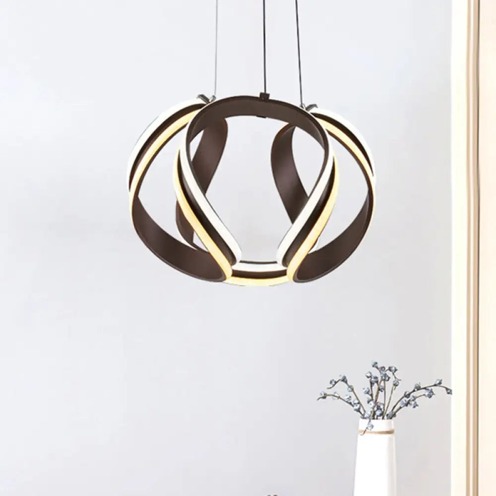 Twisted Ceiling Lamp: White/Brown Simplicity Single Light Acrylic Chandelier In Warm/White/Natural