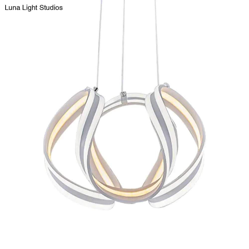 Twisted Ceiling Lamp: White/Brown Simplicity Single Light Acrylic Chandelier In Warm/White/Natural