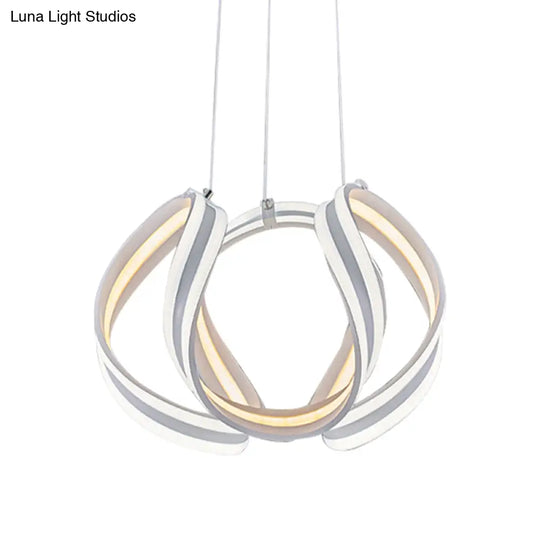 Twisted Ceiling Lamp: White/Brown Simplicity Single Light Acrylic Chandelier In Warm/White/Natural