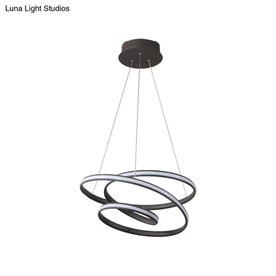 Sleek Twisted Circle Suspension Pendant Led Chandelier In Coffee With Warm/White Light - Perfect