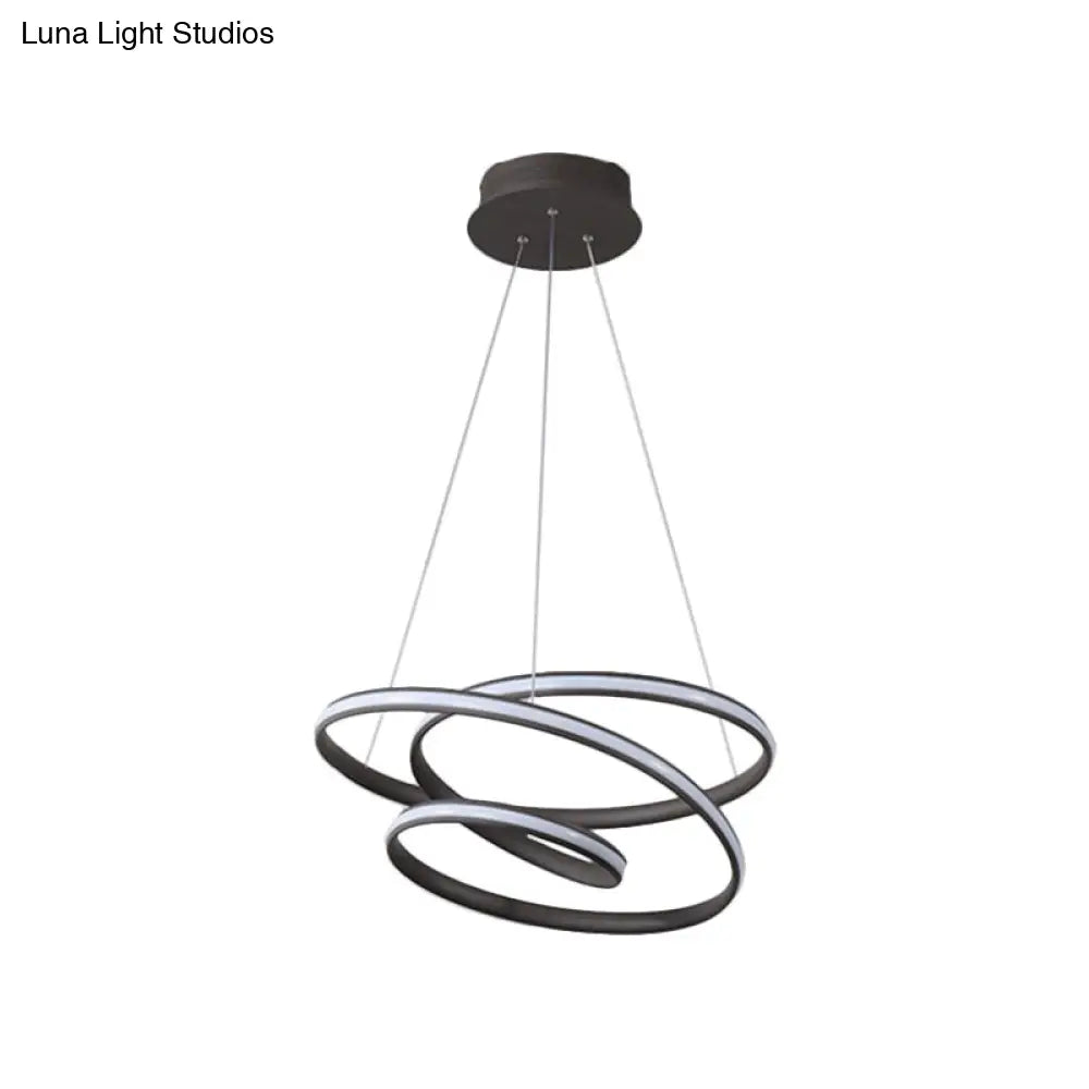 Twisted Circle Suspension Pendant Led Chandelier In Coffee With Warm/White Light For Bedroom