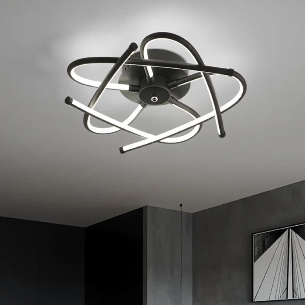 Twisted Flush Lighting Modernist Acrylic Led Ceiling Lamp Fixture In Black/Grey White/Warm Light